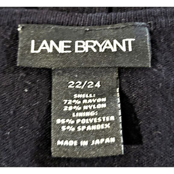 Lane Bryant Black Knit White Satin Rhinestone Button 2 in 1 Cardigan Size 22/24 - Picture 3 of 7